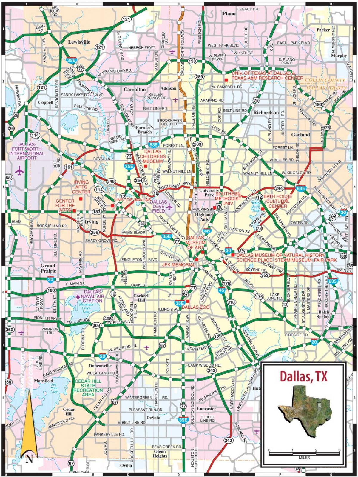 Karte von Dallas, tx