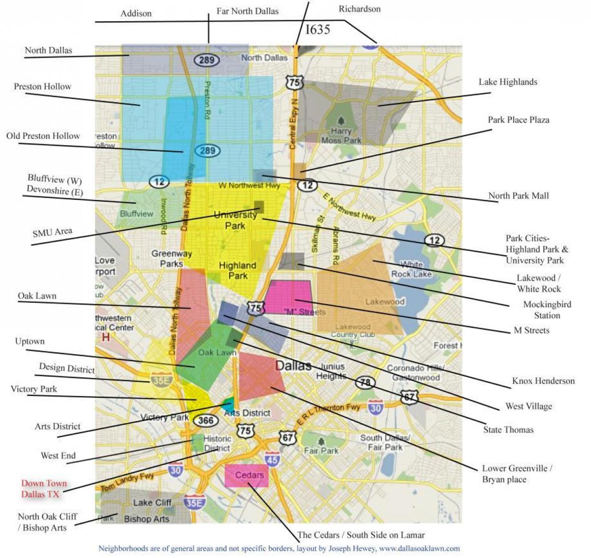 Karte von Dallas Nachbarschaften