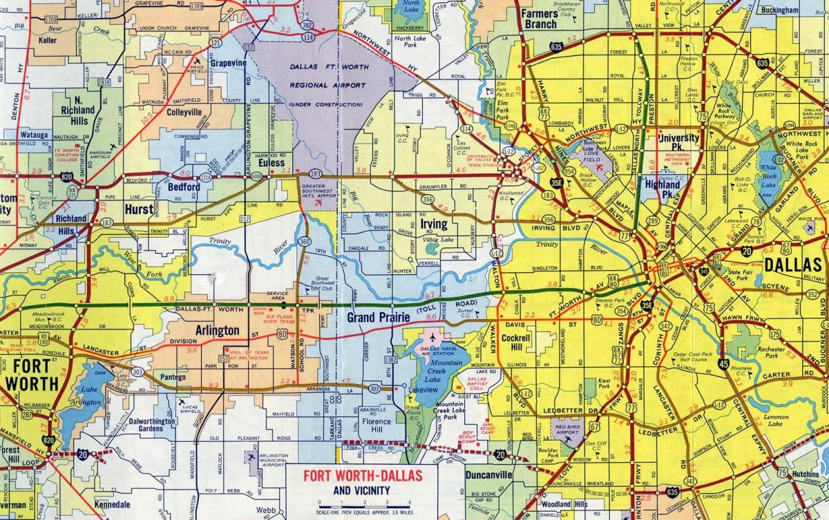Karte von Straßen Dallas