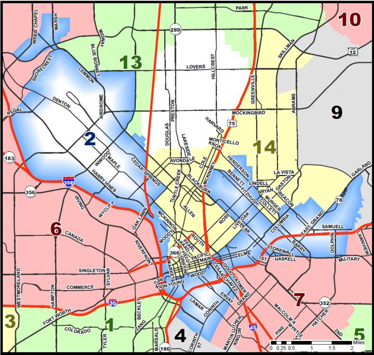 Stadt Dallas zoning map