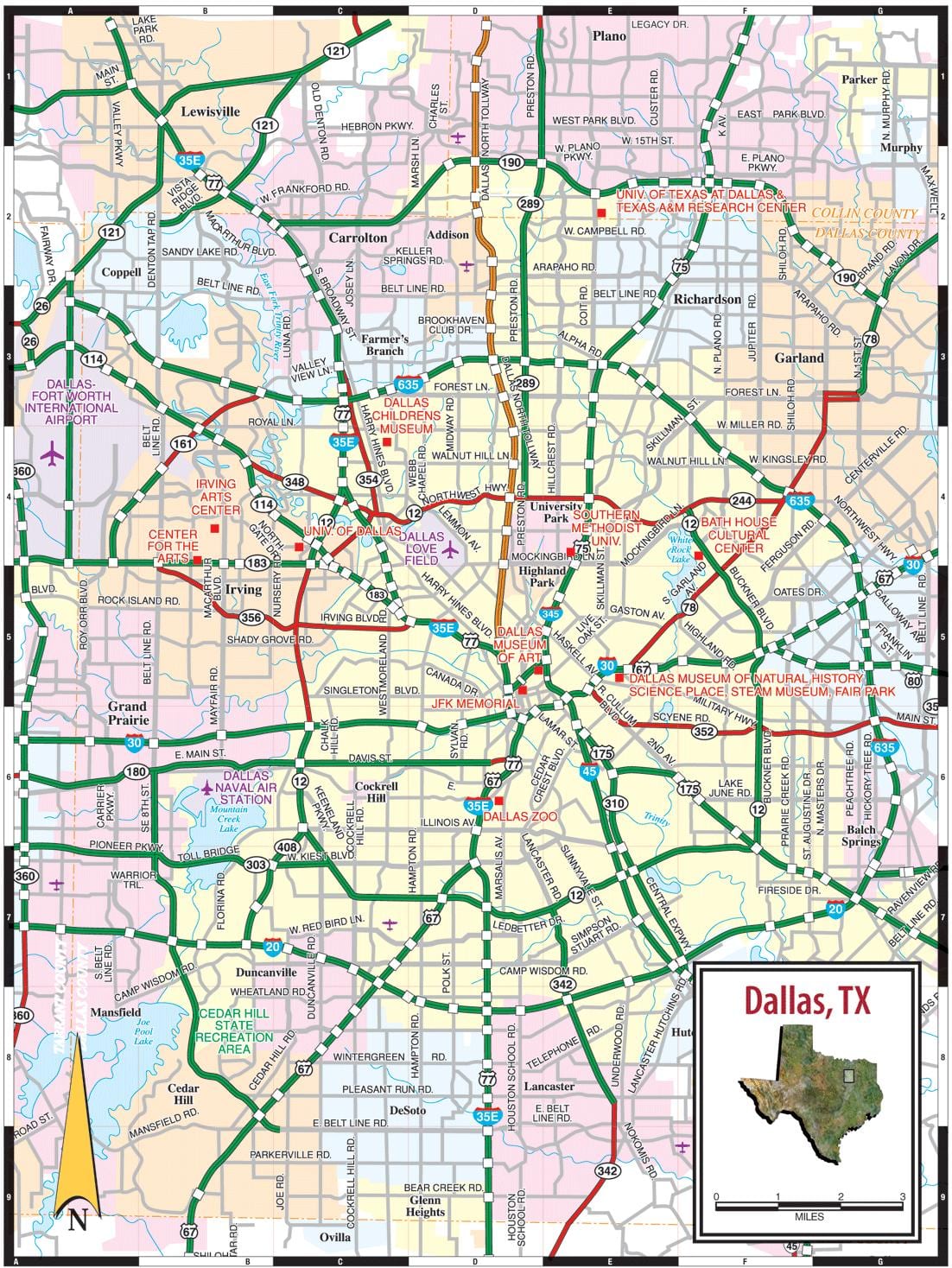 Karte von Dallas, tx