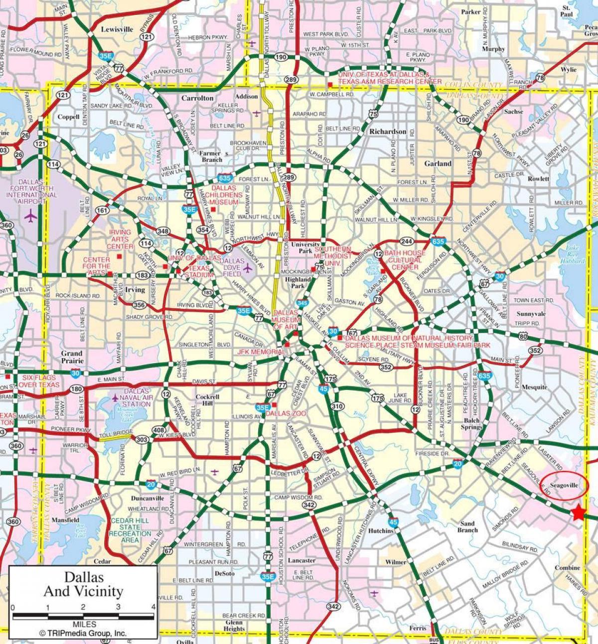 Karte von Dallas Vorstädten