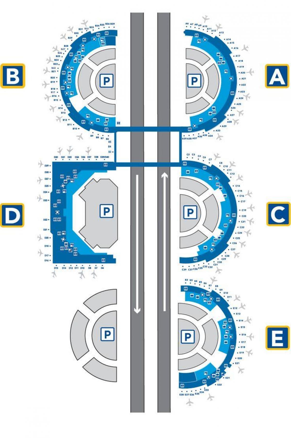 DFW Flughafen-terminal-e Karte